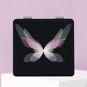 Miroir <span class=keywords><strong>de</strong></span> maquillage pliable compact en cuir PU avec logo personnalisé, double face, carré, pour voyage, cadeau promotionnel - Product Image 4