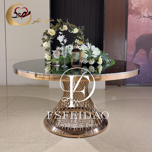 Modern Stainless Steel Round <b>Dining</b> <b>Table</b> Set for Wedding Hotel & Restaurant Use - Product Image 6