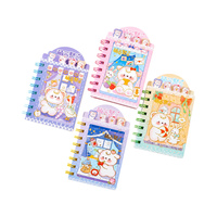 Carnet spirale mignon Depai A7-201, motif dessin animé, mini-journal kawaii avec onglets découpés, 80 feuilles lignées, reliure Wire-o, cadeau pour enfants et étudiants