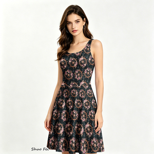 Großhandel Maßgeschneidertes Digital-Print Damen <span class=keywords><strong>Skater</strong></span>-Kleid Vintage Nautisches Grafik-Design Ärmelloses A-Linien-Kleid mit Praktischen Doppeltaschen - Product Image 1
