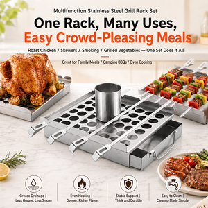 Accessoires de cuisine en acier inoxydable, ensemble de barbecue, fumoir multifonction, support à brochettes, plats pour fumoir <span class=keywords><strong>Weber</strong></span> - Product Image 1