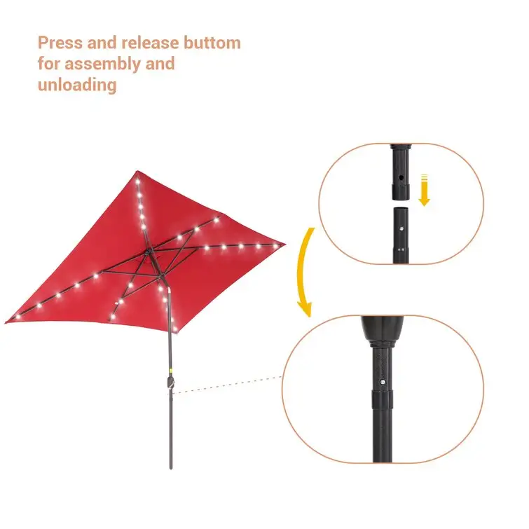 120 esterna "x 78" pannello solare rettangolare potenza Patio ombrello in poliestere baldacchino materiale UV50 + pieghevole illuminato ombrello del mercato