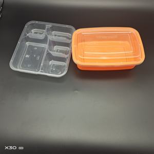 Contenedores de Alimentos Desechables de Plástico PP Negro <span class=keywords><strong>para</strong></span> Microondas, de 3 Compartimentos, Venta al Por Mayor del Fabricante - Product Image 2