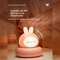 Lampe de chevet à activation vocale, veilleuse mignonne en forme d'animal, alimentée par piles, design moderne et minimaliste, lampe d'allaitement, lampe de soins post-partum