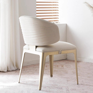 <span class=keywords><strong>Chaise</strong></span> de salle à manger en acier inoxydable à motif ondulé, style luxe léger, dossier confortable sur mesure pour salon, hôtel, restaurant - Product Image 3