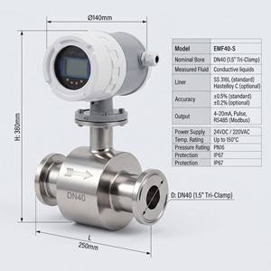 เครื่องวัดการไหลแบบแม่เหล็กชนิด Tri Clamp สำหรับของเหลวที่มีฤทธิ์กัดกร่อน เช่น นมและน้ำผลไม้ - Product Image 2
