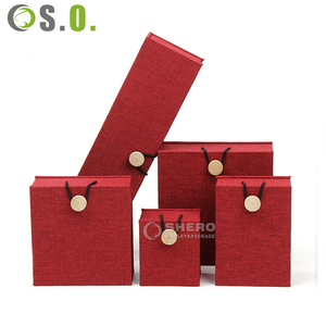 Caja de Joyería de Papel de Lino Shero, Lujosa, Premium, de Alta Gama, con Botón de Madera, Color y Tamaño Personalizables, para Guardar Anillos, Pulseras y Collares - Product Image 5