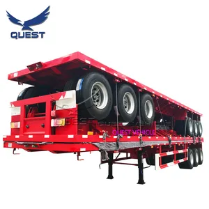 40ft Container Chassis Trailer QUEST 3 Axles 40ft 45ft Bulk Cargo Container Transport Flatbed Container Chassis Semi Trailer For Uganda