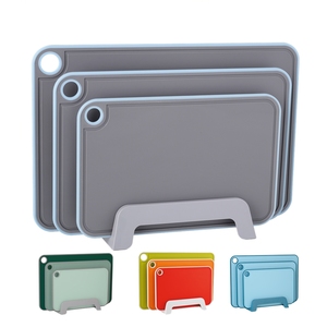 Plastic Cutting Board, 3 Pieces Dishwasher Safe Cutting Boards with Juice Grooves, Easy Grip Handle, Non-Slip