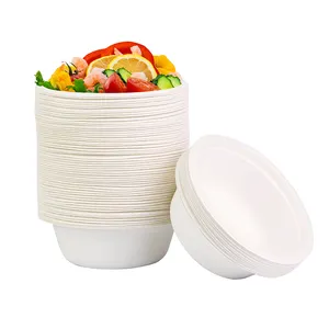 Disposable Sugarcane Bowls Sugarcane Bagasse Bowl 40oz Bagasse Pulp Food Container Bowl With Pet Lid