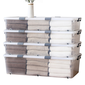 Storage Box Plastic Younai Thicken Transparent Storage Box With Pulleys Large Plastic Bed Bottom Clothes Storage Box