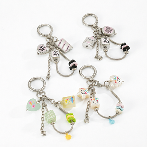 Personality Beaded Snake Chain Bag Charm <strong>Keychain</strong>,Cute Printed Ornament Pendant,Handbag Hanging Accessory Small Gift <strong>Bulk</strong> - Product Image 1
