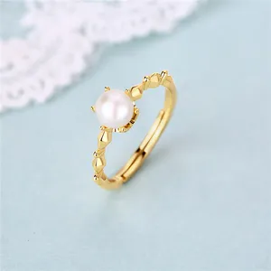 Genuine Pearl Jewelry Gold Plated Real Pearl Natural Ring For Women