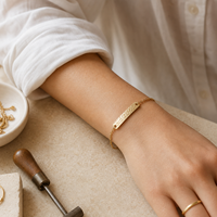 Bracelet ajustable en plaque martelée personnalisée, chaîne jonc, bijoux de mode