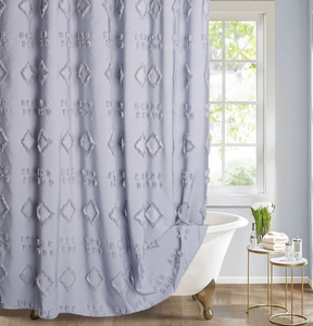 Blumiger Flauschiger Farmhaus-Stil Chenille Gestreifter 100% Polyester Wasserdichter Umweltfreundlicher Duschvorhang-Set - Product Image 1