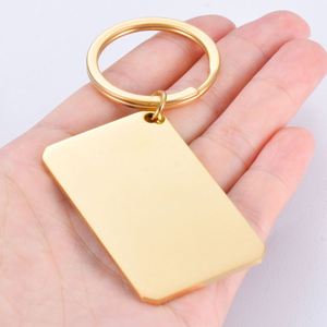 30*50mm <b>Custom</b> Rectangle Keychain Personalized Mirror Polished Metal Stainless Steel Blank Tag for DIY Logo Accessories Key Ring - Product Image 4