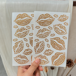 1 Feuille d'autocollants de tatouage 3D sexy en forme de lèvres rouges et roses, visage, yeux, corps, avec strass, pour la Saint-Valentin, maquillage de fête, décoration - Product Image 5