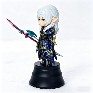 ฟิกเกอร์อนิเมะนักรบเอลฟ์น่ารักสไตล์จิบิ, รูปปั้นนักรบชุดเกราะแฟนตาซีพร้อมหอก, ของตกแต่งบ้านตั้งโต๊ะ ของสะสม ของขวัญ - Product Image 4