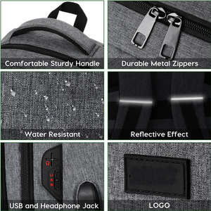 Sac à livres gris de grande capacité pour filles et garçons pour le lycée avec compartiment pour ordinateur portable et port de charge USB - Product Image 6