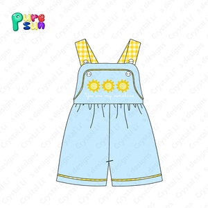 Nuovo arrivo abbigliamento per bambini smocked sei sole nodo francese ricamo ragazza vestiti estivi all'ingrosso per ragazze abbigliamento boutique - Product Image 4