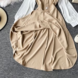 Français <span class=keywords><strong>Romance</strong></span> rétro robes femmes décontracté col carré Midi dame femmes élégant pur Stretch mince automne bureau loisirs robe - Product Image 4