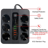 PUJIMAX Smart EU Plugs 6 prises parasurtenseur allemand prise de courant domestique avec interrupteur et port USB Type C charge 5V 4.2A prise