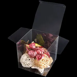Trong suốt cấp thực phẩm Pet PVC vuông Cube hiển thị hộp nhựa ngọt ngào Wedding lưu niệm Hộp quà tặng