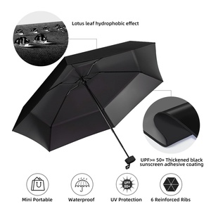 Paraguas de Bolsillo Plegable Mini Cápsula, Resistente al Viento, Impermeable y con Protección UV, Ligero, de 6 Pliegues, con Bolsa, en Oferta - Product Image 2