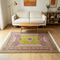 Tapis d'appoint vintage persan en modal tissé à la machine, vert rose, pour chambre d'enfant, 120*180cm, vente en gros usine