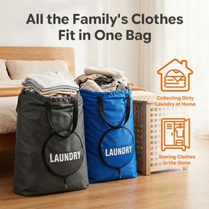 Custom Waterproof Oxford <b>Hamper</b> Bag Foldable Zipper Travel Storage Pouch Large Capacity Reusable Clothes Organizer Hotel - Product Image 3