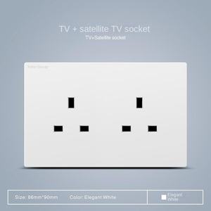 Prise murale multifonctionnelle à écran tactile de norme britannique avec USB Type-C, double prise universelle à 3 broches, voyant lumineux, matériau PC - Product Image 2