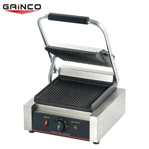 GAINCO commercial stainless steel 1.8kw electric contact grill hot heater press breakfast sandwich maker