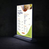 Support de menu LED A4 personnalisé avec boîte lumineuse transparente rechargeable – Présentoir de table pour menu LED