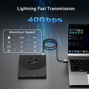 Lecteur Blu-ray externe 8-en-1 avec prise en charge BDXL 100G, <span class=keywords><strong>graveur</strong></span> Blu-ray 3D USB 3.0 Type-C pour PC portable - Product Image 3