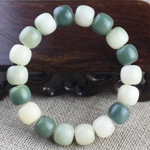 Gradient Green Barrel <b>Bead</b> <b>Bracelet</b> 10x11mm Unisex Jewelry Gift Fashion Beaded <b>Bracelet</b> - Product Image 2