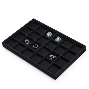 Jinsky - Bandeja de Exhibición de Joyería Rectangular Hecha a Mano en Color Beige, Marrón, Azul y Negro, Apilable, de Microfibra, para Exhibición de Joyería - Product Image 5