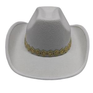 Chapeau de cowgirl unisexe pour femme, en feutre, avec strass brillants et paillettes, style western rétro Panama, à large bord, pour fêtes, festivals et activités en extérieur - Product Image 6