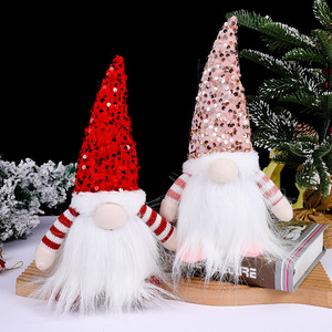 Muñeco de Gnomo sin Rostro con Gorro de Lentejuelas y Mangas a Rayas para Decoración Navideña de Mesa - Product Image 3