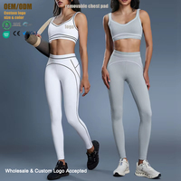 Blocage de couleur pour les femmes en forme de U sport Fitness soutien-gorge taille élastique taille haute hanche ascenseur Yoga Leggings sport Yoga ensembles