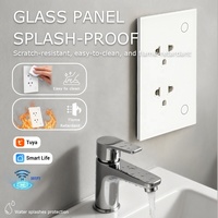 Prises intelligentes multifonctions thaïlandaises 220V 16A double 3 broches avec panneau en verre trempé Wi-Fi pour le marché de la Thaïlande, du Vietnam et des Philippines