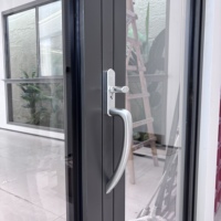 Persianas de Aluminio con Rejillas Dobles Plegables, Ventanas Corredizas Plegables para Balcón con Vidrio Templado, Protección Antirrobo para Cocina y Exteriores