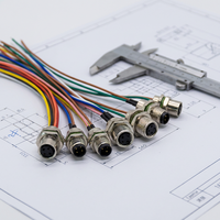 Conector M12 Macho Hembra, Código A B D X, 2 3 4 5 8 12 17 Pines, para Cable, PCB, Montaje en Panel, Circular Recto, para Sensor Industrial