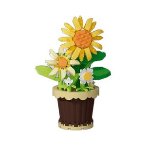 Per la costruzione compatibile con blocchi di plastica modello giocattolo MOC 1:8 di simulazione fiore rosa serie succulenta girasole armadio da tavolo - Product Image 5