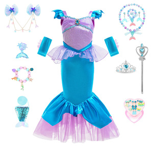 Disfraz de Princesa Ariel con Cola de Sirena para Niñas, Elegante Traje para Halloween, Comercio Exterior Transfronterizo - Product Image 1