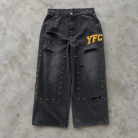 Shorts en jean baggy pour hommes personnalisés avec strass, longueur genou, ourlet effiloché, fournisseur de marque privée