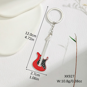 Guitar Keychains Metal Zinc Alloy Painted Pendants Creative Musical Instrument Charms For Gift Bags Summer 2024 - Product Image 2