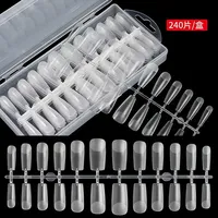 240 pièces/boîte, faux ongles en acrylique ultra fins, sans traces, luxueux, transparents, mats, complets/demi-ongles, extensions pour les doigts, bricolage des ongles