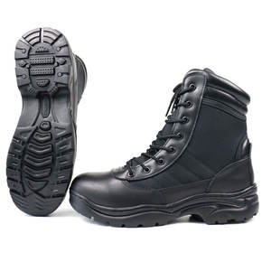 סוניס גברים שחור עמיד למים עבודה טקטיים מגפי zipper עמיד נעלי עור אופנוע קרב מגפיים - Product Image 3