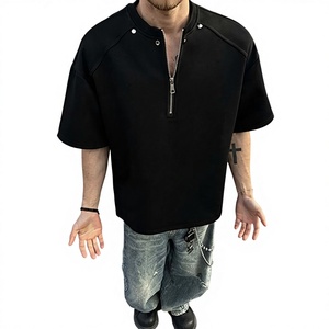 T-shirt Henley da <span class=keywords><strong>uomo</strong></span> con mezza zip e colletto alla coreana, casual, a maniche corte, tinta unita, traspirante, <span class=keywords><strong>taglie</strong></span> forti - Product Image 5