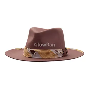 Fornecedores de chapéus Fedora de aba rígida de lã pura australiana de alta qualidade Glowran